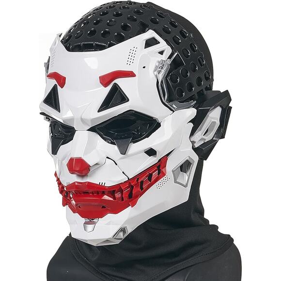 Futuristic Clown Mask Adult White Red Cosplay Halloween Costume Accessory - Picture 1 of 6